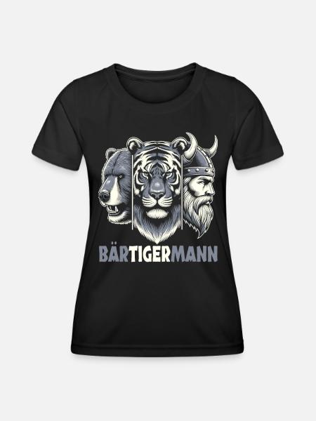 Bärtigermann Bär Tiger Mann Geschenk Bart - Frauen Funktions-T-Shirt - Schwarz