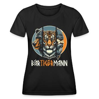 Bärtigermann Bär Tiger Mann Geschenk Bart - Frauen Funktions-T-Shirt - Schwarz - Vorne - AI Model Female 172 light (172cm)