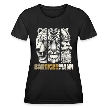 Bärtigermann Bär Tiger Mann Geschenk Bart - Frauen Funktions-T-Shirt - Schwarz - Vorne - AI Model Female 172 light (172cm)