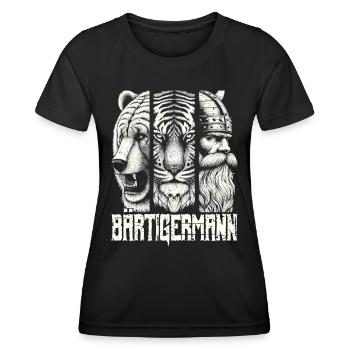 Bärtigermann Bär Tiger Mann Geschenk Bart - Frauen Funktions-T-Shirt - Schwarz - Vorne - AI Model Female 172 light (172cm)