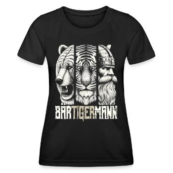 Bärtigermann Bär Tiger Mann Geschenk Bart - Frauen Funktions-T-Shirt - Schwarz - Vorne - AI Model Female 172 light (172cm)