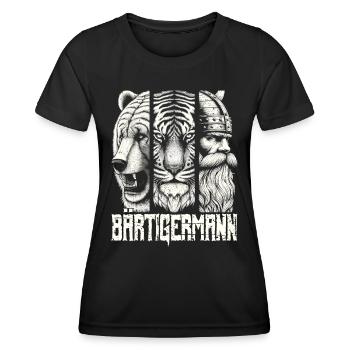 Bärtigermann Bär Tiger Mann Geschenk Bart - Frauen Funktions-T-Shirt - Schwarz - Vorne - AI Model Female 172 light (172cm)