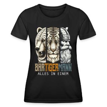 Bärtigermann Bär Tiger Mann Geschenk Bart - Frauen Funktions-T-Shirt - Schwarz - Vorne - AI Model Female 172 light (172cm)