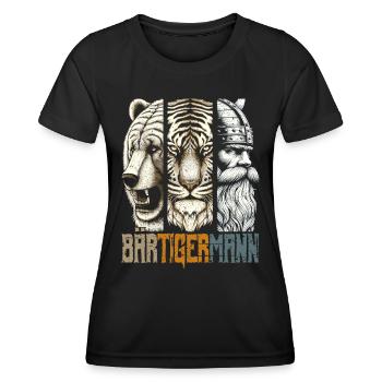 Bärtigermann Bär Tiger Mann Geschenk Bart - Frauen Funktions-T-Shirt - Schwarz - Vorne - AI Model Female 172 light (172cm)