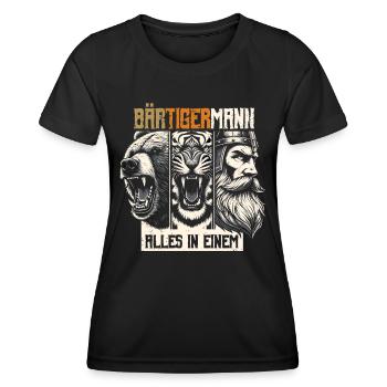 Bärtigermann Bär Tiger Mann Geschenk Bart - Frauen Funktions-T-Shirt - Schwarz - Vorne - AI Model Female 172 light (172cm)