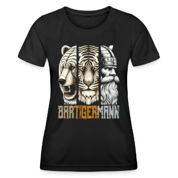 Bärtigermann Bär Tiger Mann Geschenk Bart - Frauen Funktions-T-Shirt - Schwarz - Vorne - AI Model Female 172 light (172cm)