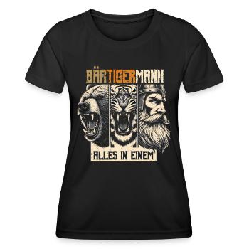Bärtigermann Bär Tiger Mann Geschenk Bart - Frauen Funktions-T-Shirt - Schwarz - Vorne - AI Model Female 172 light (172cm)
