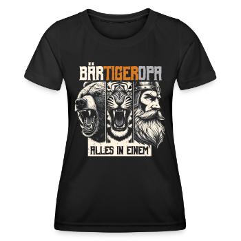 Grand-père barbu ours tigre grand-père cadeau barbe barbe porteur de barbe - T-shirt sport Femme - noir - Devant - AI Model Female 172 light (172cm)