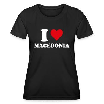 Ich liebe Mazedonien Herz Mazedonisches Geschenk - Frauen Funktions-T-Shirt - Schwarz - Vorne - AI Model Female 172 light (172cm)