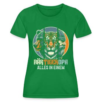 BärtigerOpa Bär Tiger Opa Geschenk Bart Bartträger - Frauen Funktions-T-Shirt - Kelly Green - Vorne - AI Model Female 172 dark (172cm)