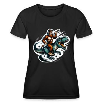 Bigfoot équitation T-Rex préhistorique dinosaure rodéo - T-shirt sport Femme - noir - Devant - AI Model Female 172 light (172cm)