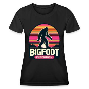 Randonnée d’expédition Bigfoot | Chasseur de sasquatch - T-shirt sport Femme - noir - Devant - AI Model Female 172 light (172cm)