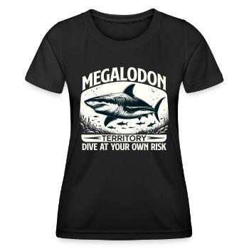 Megalodon Territory Alert | Ocean Shark Diving - Women's Functional T-Shirt - black - Front - AI Model Female 172 light (172cm)