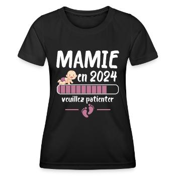 Cadeau Mamie Annonce Grossesse Grand Mère 2024 - T-shirt sport Femme - noir - Devant - AI Model Female 172 light (172cm)