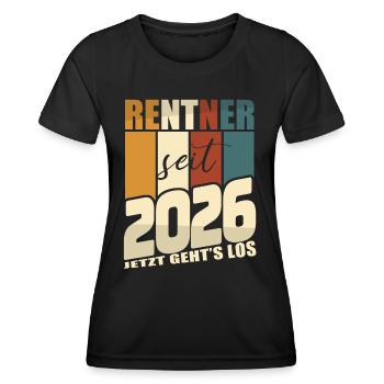 Rente Geschenk 2026 Rentner Ruhestand Spruch - Frauen Funktions-T-Shirt - Schwarz - Vorne - AI Model Female 172 light (172cm)