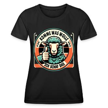 Schaf Motivation Prüfung Glück Spruch Geschenk - Frauen Funktions-T-Shirt - Schwarz - Vorne - AI Model Female 172 light (172cm)