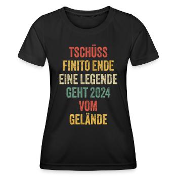 Pension de retraité 2024 Dictons Cadeau de retraite - T-shirt sport Femme - noir - Devant - AI Model Female 172 light (172cm)