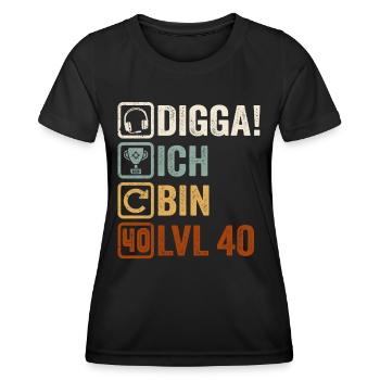 40th Birthday Gift 40th Gamer Gamer Saying - Women's Functional T-Shirt - black - Front - AI Model Female 172 light (172cm)