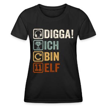 11th Birthday Gift 11th Gamer Gamer Saying - Women's Functional T-Shirt - black - Front - AI Model Female 172 light (172cm)