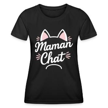 Maman Chat Cadeau Fête des Mères Amoureux Chats - T-shirt sport Femme - noir - Devant - AI Model Female 172 light (172cm)