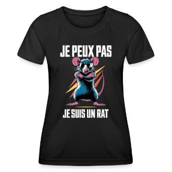 Ratten geiziger Humor Ich kann nicht Ich bin eine Ratte - Frauen Funktions-T-Shirt - Schwarz - Vorne - AI Model Female 172 light (172cm)