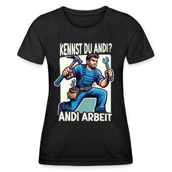 Handwerker Andi Arbeit Geschenk Sprüche Lustig - Frauen Funktions-T-Shirt - Schwarz - Vorne - AI Model Female 172 light (172cm)