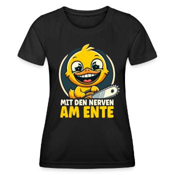 Stress Gestresst Nerven Arbeit Geschenk Spruch - Frauen Funktions-T-Shirt - Schwarz - Vorne - AI Model Female 172 light (172cm)