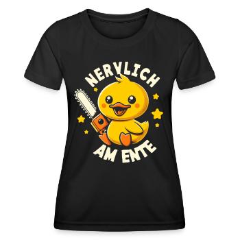 Stress Gestresst Nerven Arbeit Geschenk Spruch - Frauen Funktions-T-Shirt - Schwarz - Vorne - AI Model Female 172 light (172cm)