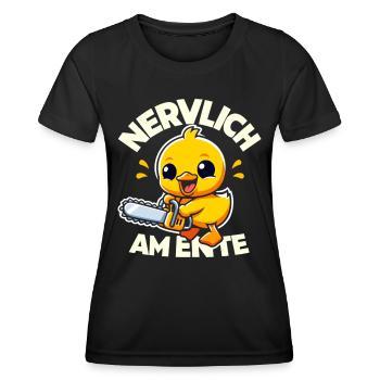 Stress Gestresst Nerven Arbeit Geschenk Spruch - Frauen Funktions-T-Shirt - Schwarz - Vorne - AI Model Female 172 light (172cm)