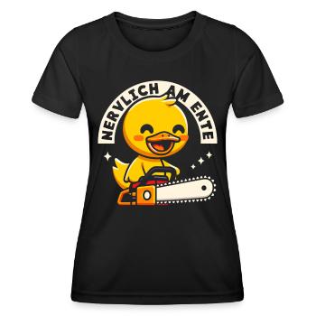 Stress Gestresst Nerven Arbeit Geschenk Spruch - Frauen Funktions-T-Shirt - Schwarz - Vorne - AI Model Female 172 light (172cm)