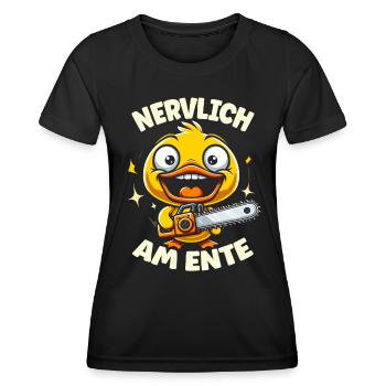 Stress Gestresst Nerven Arbeit Geschenk Spruch - Frauen Funktions-T-Shirt - Schwarz - Vorne - AI Model Female 172 light (172cm)