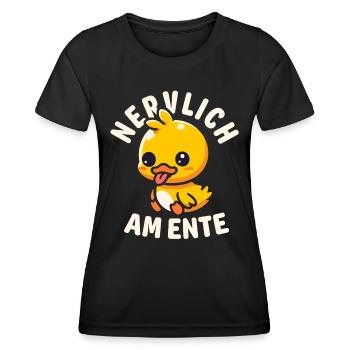 Stress Gestresst Nerven Arbeit Geschenk Spruch - Frauen Funktions-T-Shirt - Schwarz - Vorne - AI Model Female 172 light (172cm)