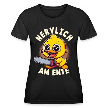 Stress Gestresst Nerven Arbeit Geschenk Spruch - Frauen Funktions-T-Shirt - Schwarz - Vorne - AI Model Female 172 light (172cm)