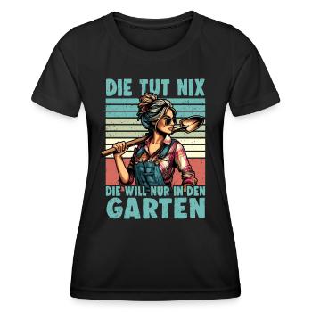 Garten Geschenk Gärtnerin Geburtstag Geschenk - Frauen Funktions-T-Shirt - Schwarz - Vorne - AI Model Female 172 light (172cm)