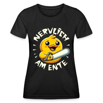 Stress Gestresst Nerven Arbeit Geschenk Spruch - Frauen Funktions-T-Shirt - Schwarz - Vorne - AI Model Female 172 light (172cm)