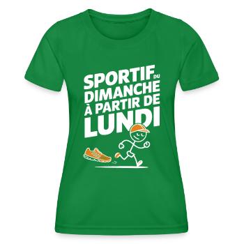 Sportif Du Dimanche À Partir De Lundi Humour Sport - T-shirt sport Femme - vert - Devant - AI Model Female 172 dark (172cm)