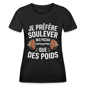Ich ziehe es vor, Pizzen zu heben Humor Fitness - Frauen Funktions-T-Shirt - Schwarz - Vorne - AI Model Female 172 light (172cm)