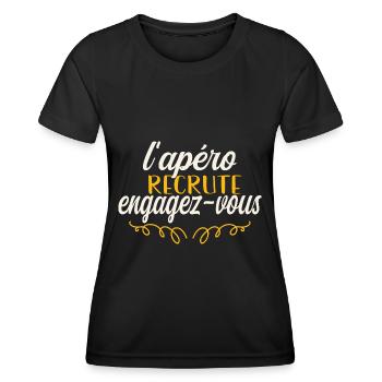 apéro recrute engagez vous - T-shirt sport Femme - noir - Devant - AI Model Female 172 light (172cm)