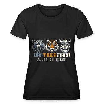 Bärtigermann Bär Tiger Mann Geschenk Bart - Frauen Funktions-T-Shirt - Schwarz - Vorne - AI Model Female 172 light (172cm)