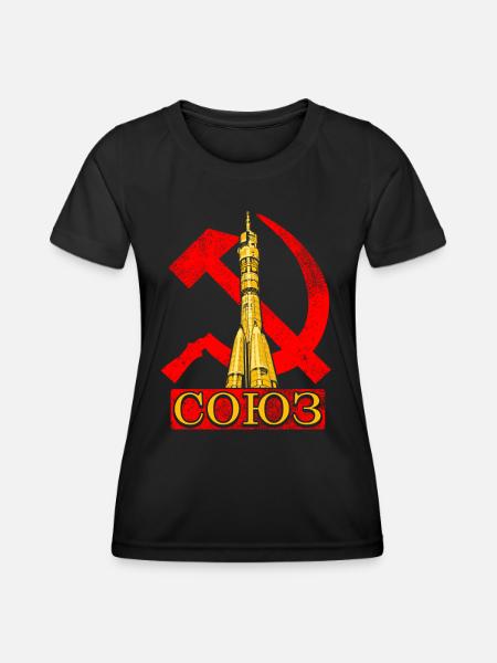 Sojus Rakete Sowjetunion - Frauen Funktions-T-Shirt - Schwarz