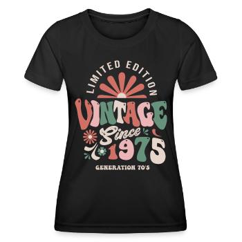 1975 Jubiläum Jahrgang 1975 - Frauen Funktions-T-Shirt - Schwarz - Vorne - AI Model Female 172 light (172cm)