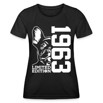 63RD BIRTHDAY FRENCH BULLDOG 1963 - Women's Functional T-Shirt - black - Front - AI Model Female 172 light (172cm)