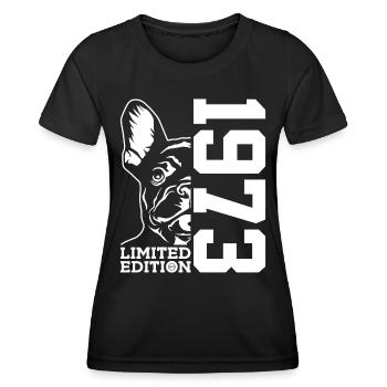 53E ANNIVERSAIRE BOULEDOGUE FRANÇAIS 1973 - T-shirt sport Femme - noir - Devant - AI Model Female 172 light (172cm)