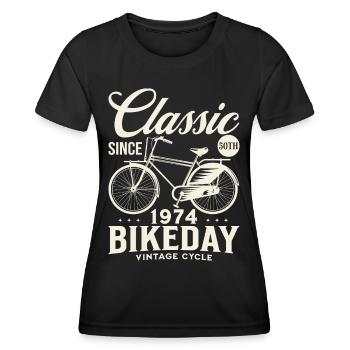 Bicycle Year 1974 Cyclist 50 Years Anniversary - Women's Functional T-Shirt - black - Front - AI Model Female 172 light (172cm)