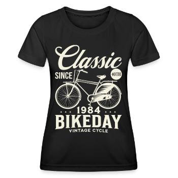 Fahrrad Jahr 1984 Radfahrer 40 Jahre Jubiläum - Frauen Funktions-T-Shirt - Schwarz - Vorne - AI Model Female 172 light (172cm)