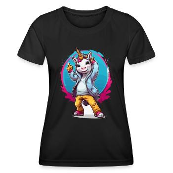 Youthful Unicorn with Hoodie - Women's Functional T-Shirt - black - Front - AI Model Female 172 light (172cm)
