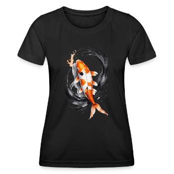 Koi Poisson Carpe Nishikigoi - T-shirt sport Femme - noir - Devant - AI Model Female 172 light (172cm)