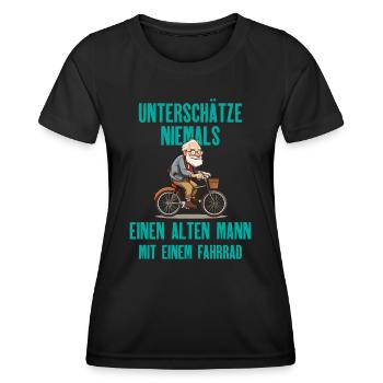 Unterschätze niemals einen Alten Mann - Frauen Funktions-T-Shirt - Schwarz - Vorne - AI Model Female 172 light (172cm)