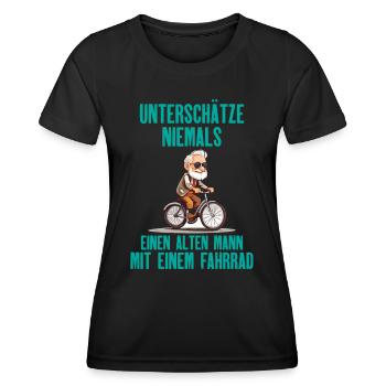 Fahrrad - Alten Mann - Frauen Funktions-T-Shirt - Schwarz - Vorne - AI Model Female 172 light (172cm)