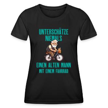 Unterschätze niemals einen Alten Mann Comic - Frauen Funktions-T-Shirt - Schwarz - Vorne - AI Model Female 172 light (172cm)